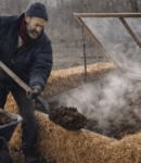 Couche chaude : remplissage châssis avec fumier chaud