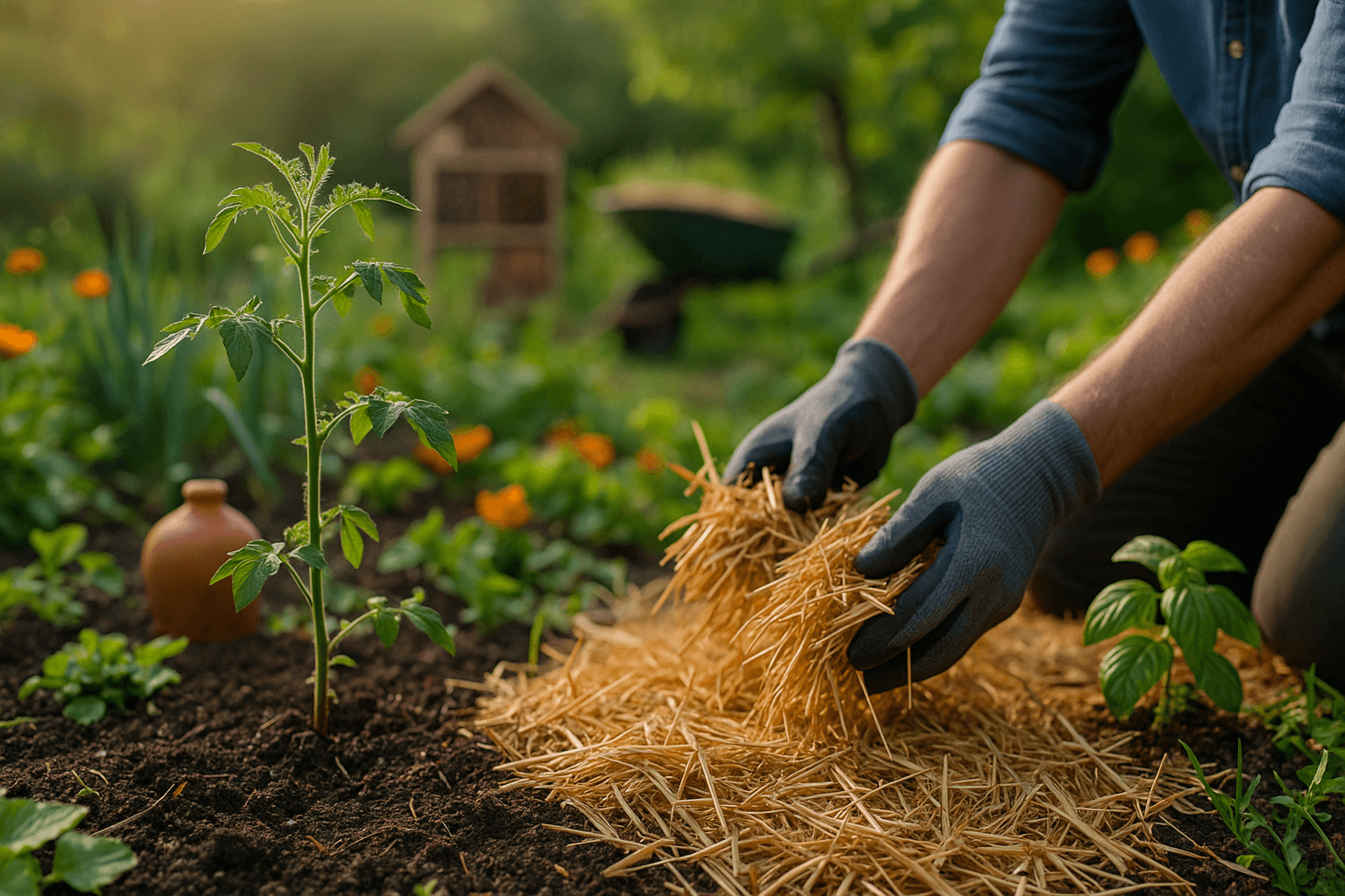 Paillage au potager en permaculture
