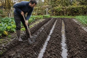 Drainer un jardin en ouvrant des sillons dans un sol humide