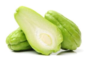 Chayote, une culture exotique réservée aux climats les plus favorables.