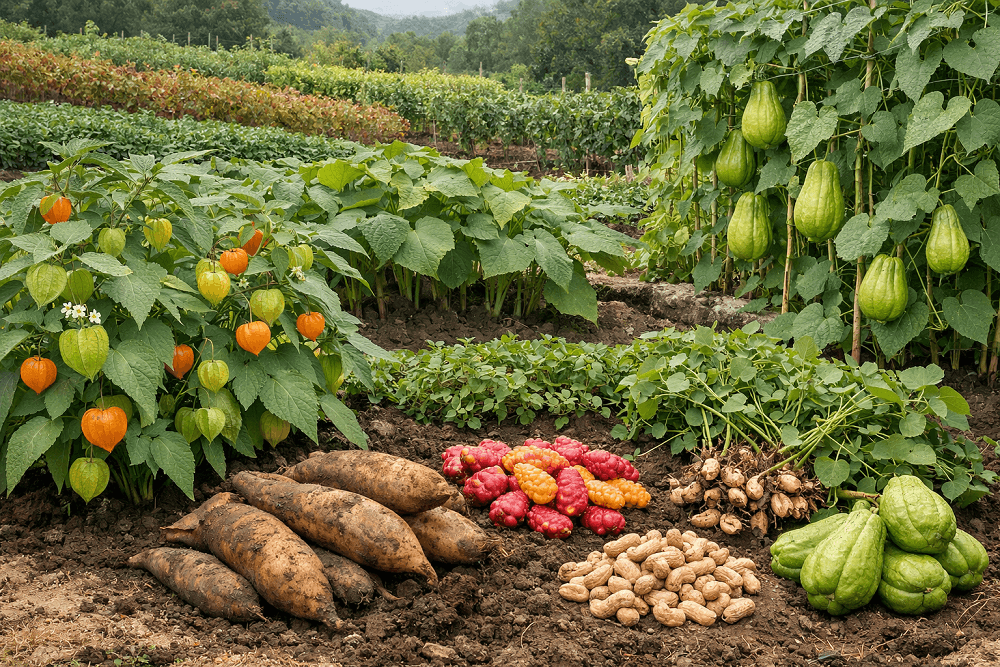 Cultures exotiques au potager bio : physalis, yacon, arachide, oca du Pérou et chayote